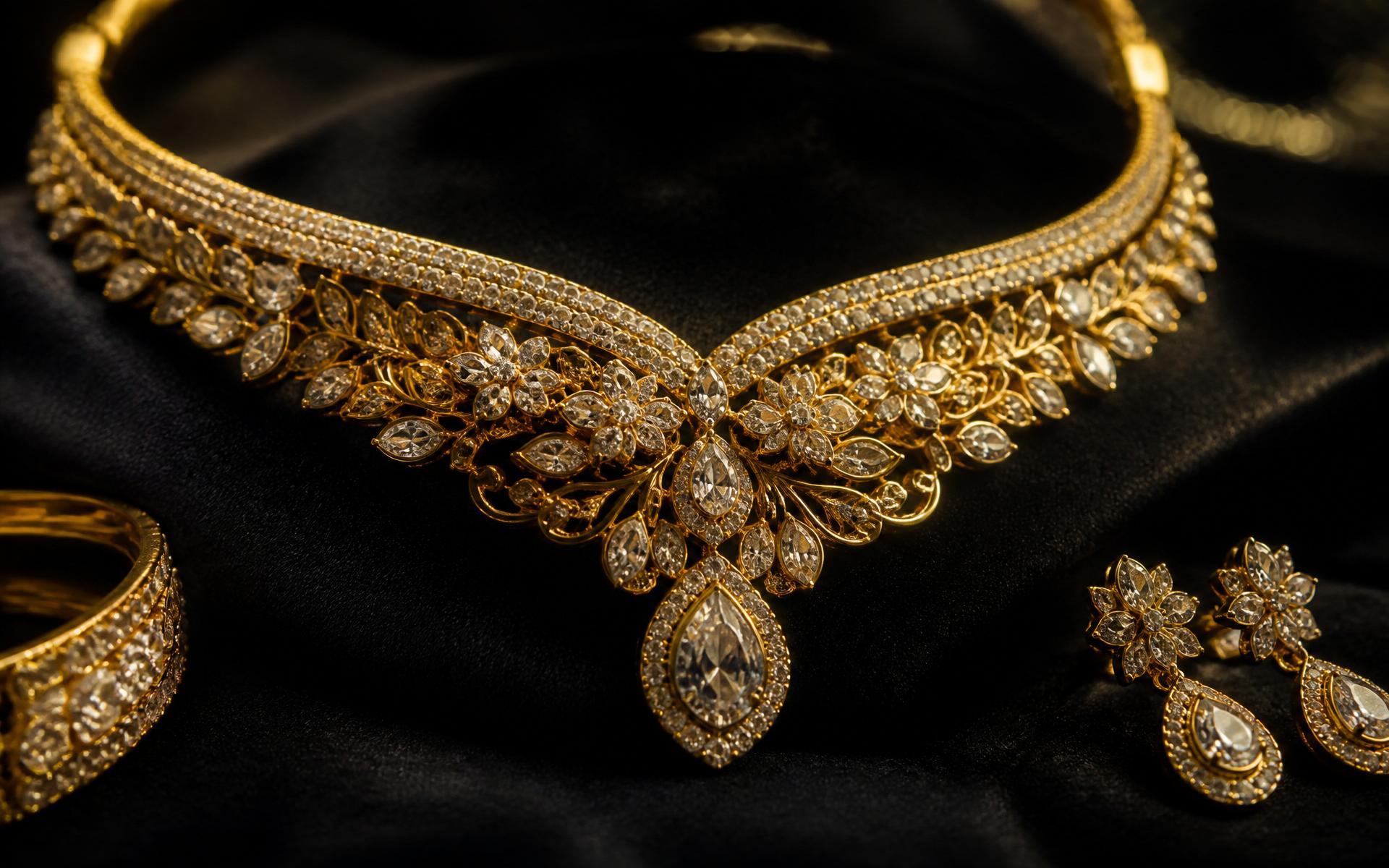 Handcrafted gold diamond necklace